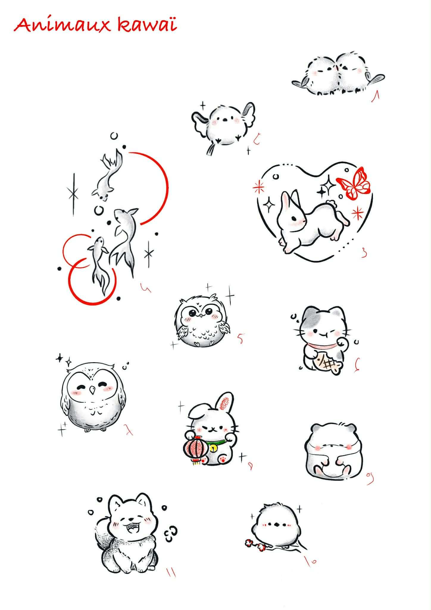 tattoo animaux kawaï